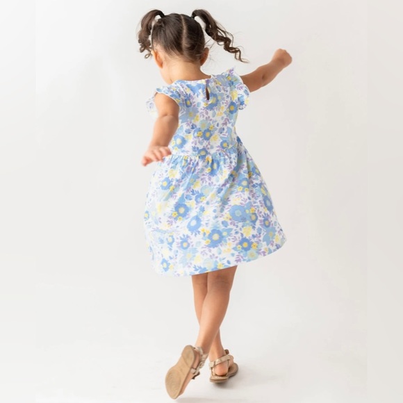 RuffleButts Girls Pristine Blooms Flutter Knit Dress - Picture 3 of 9